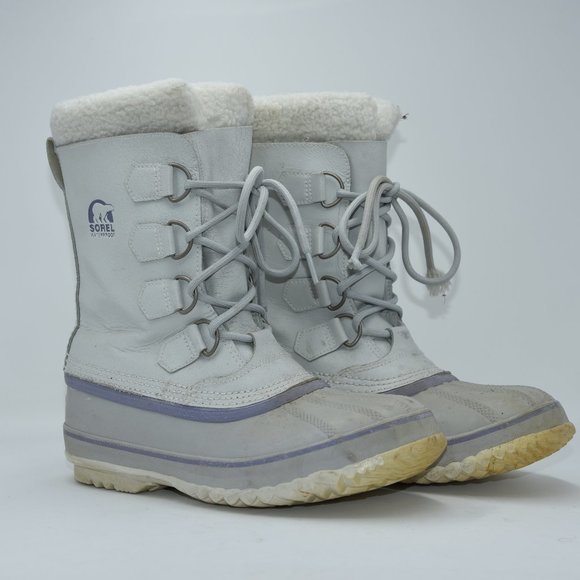 Sorel 1964 Pac Winter Snow Boots Womens Size 7  White Rubber Waterproof - Picture 3 of 9